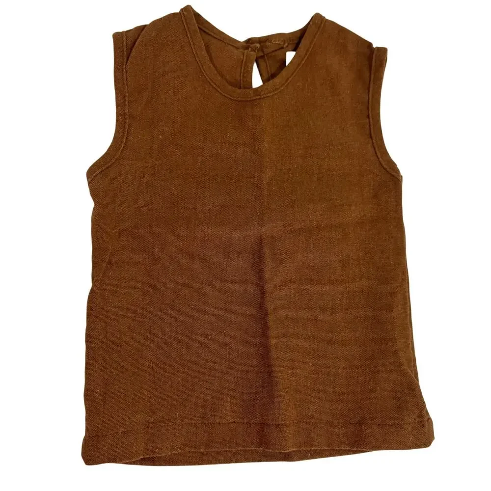 Earthe Walnut Brown Linen Tee Tank Top Size 6-12 Months
